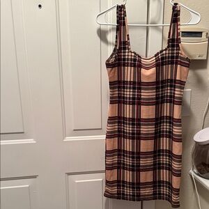 SHEIN Pink and Black Plaid Mini Dress